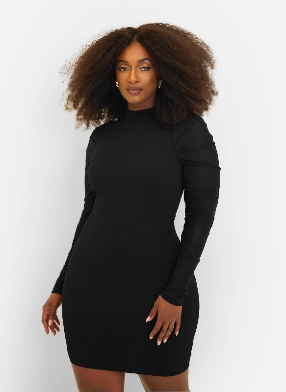 Believe Me Mesh Long Sleeve Mini Bodycon Dress