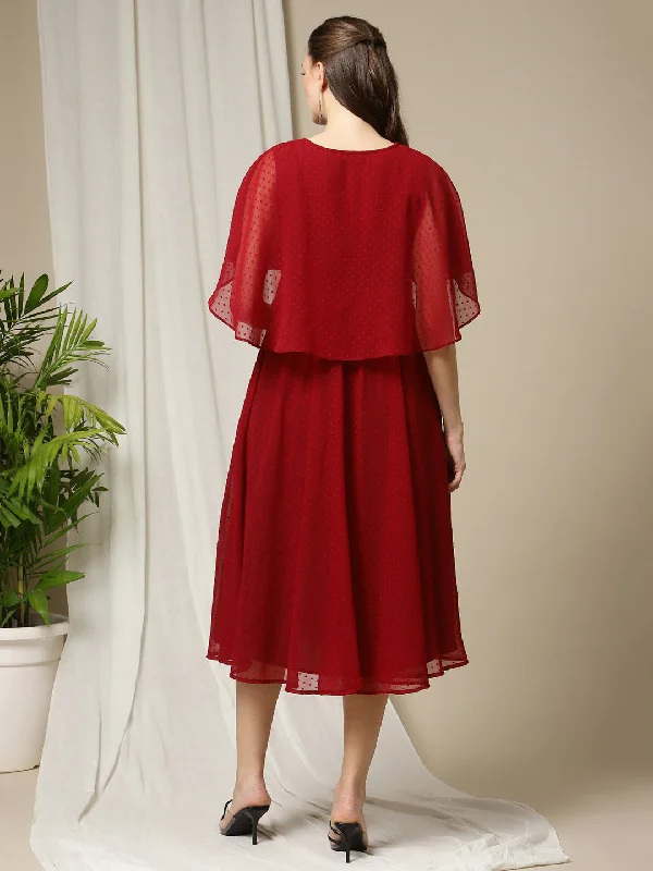 Red Cape Maternity Dress