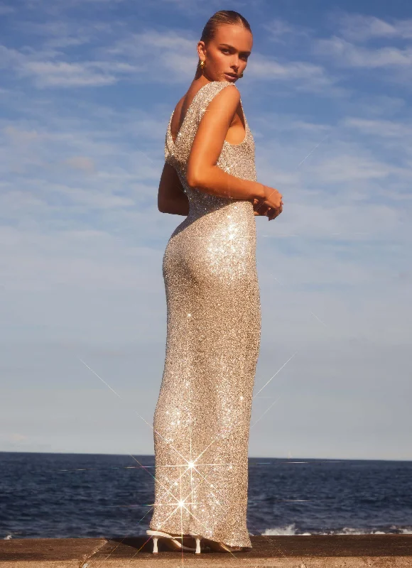 Starry Night Sequin Maxi Dress - Ivory