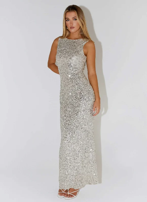 Starry Night Sequin Maxi Dress - Ivory