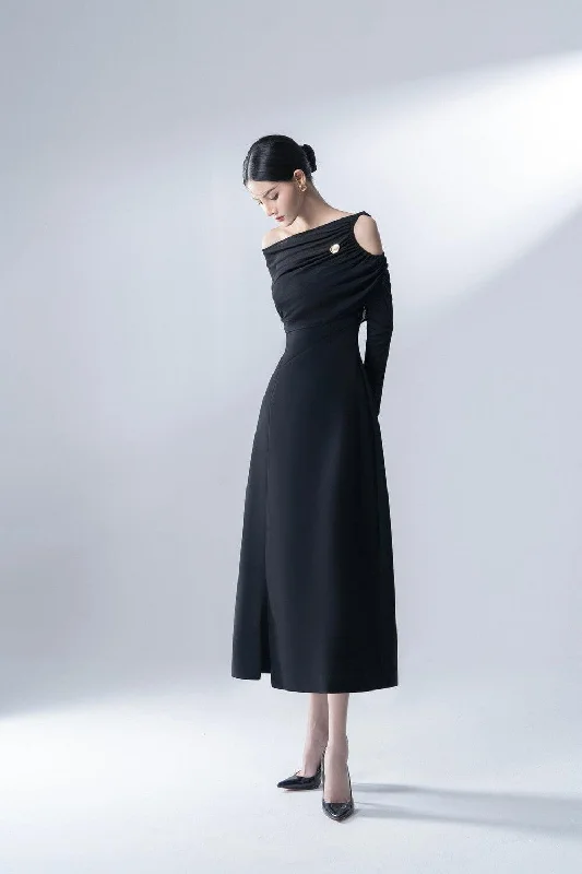 Hundred A-line Cut-Out Rain Cloth Midi Dress