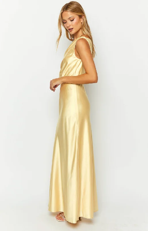 Sunshine Elegance Yellow Formal Maxi Dress