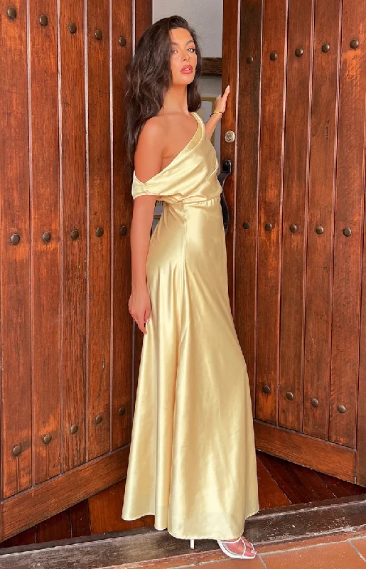 Sunshine Elegance Yellow Formal Maxi Dress