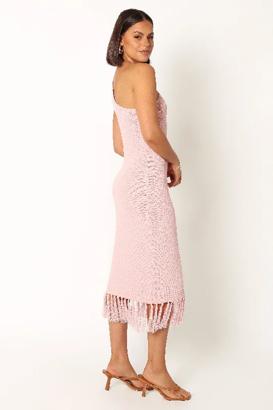 Winne One Shoulder Knit Dress - Pink