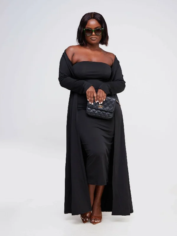 Belle Femme Wifey 2 Piece Maxi Set - Black