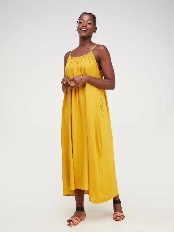 Fauza Design Asili Linen Maxi Dress - Mustard