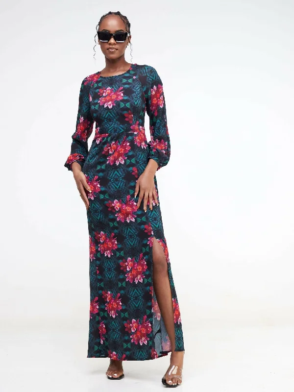 Jaidden Trendy Floral Maxi - Green Print