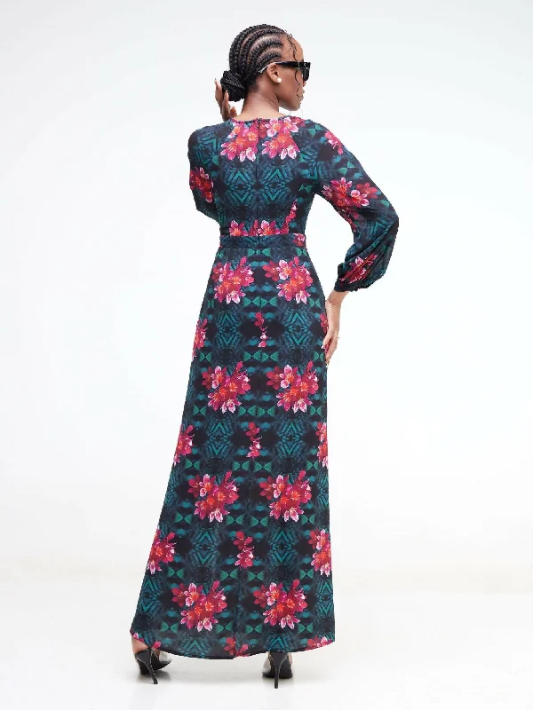 Jaidden Trendy Floral Maxi - Green Print