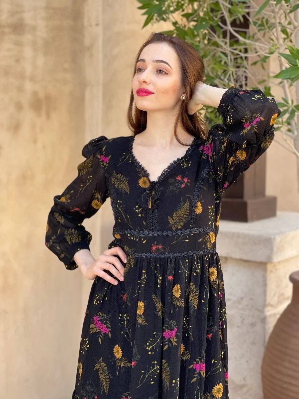 Mayday - Black Floral Dress