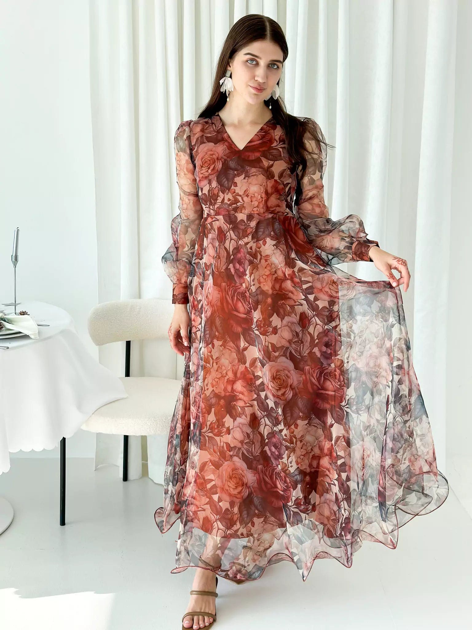 Orchid Floral Organza Dress