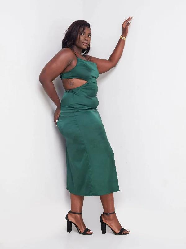 Signature The Brand Green Backless Satin Maxi Dress - Green