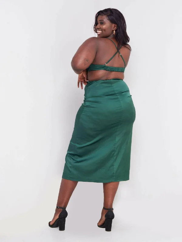 Signature The Brand Green Backless Satin Maxi Dress - Green