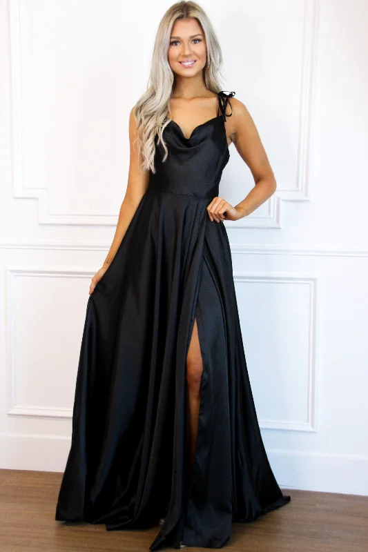 Tonight's the Night Satin Formal Dress: Black