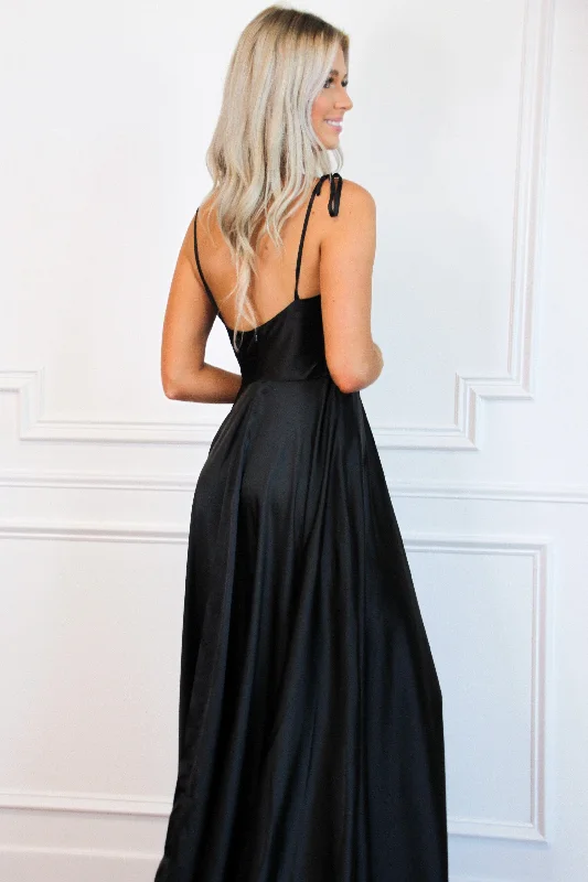 Tonight's the Night Satin Formal Dress: Black