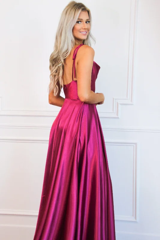 Tonight's the Night Satin Formal Dress: Magenta