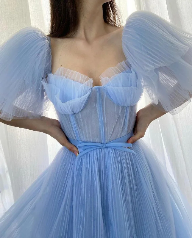 Baby Blue Pleated Gown