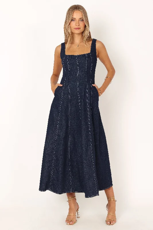 Callum Midi Dress - Dark Denim