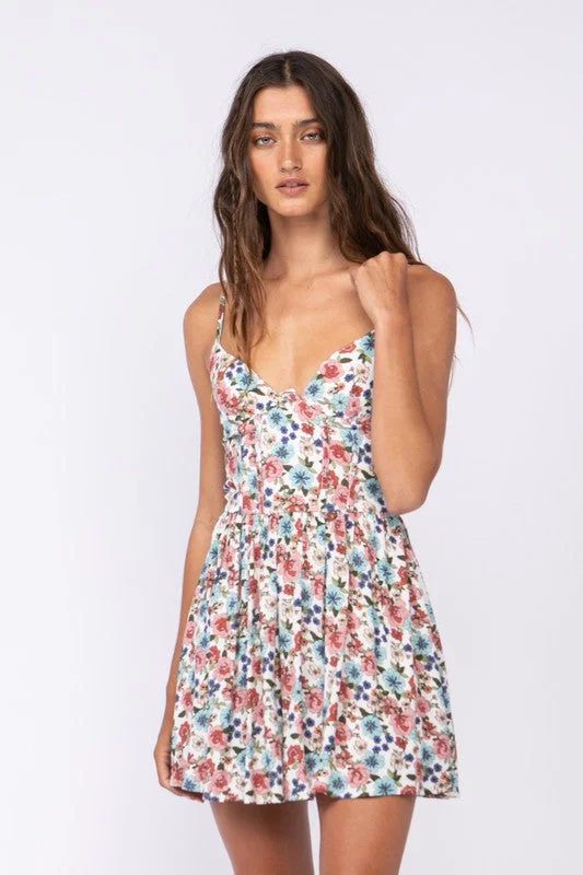 Dalia White Floral Drop Print Cami Dress