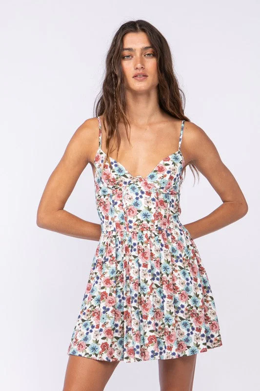 Dalia White Floral Drop Print Cami Dress