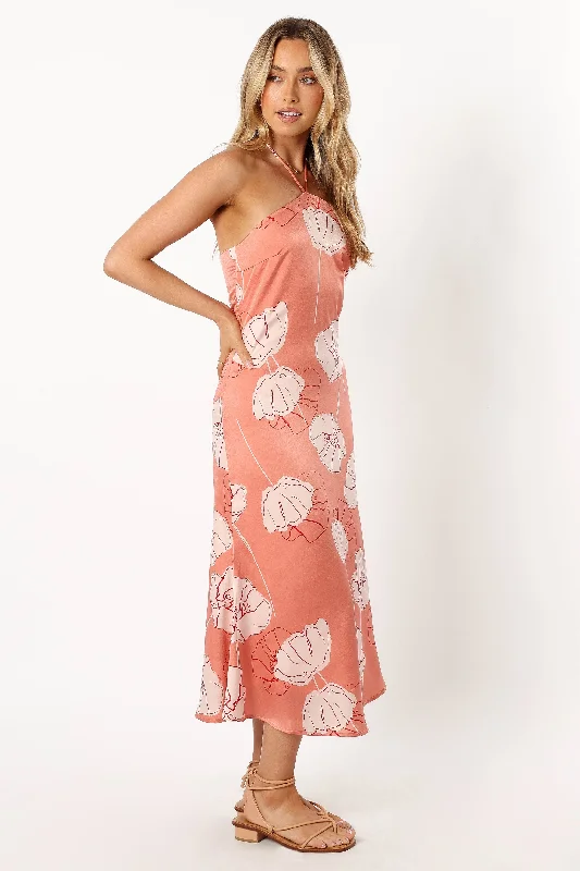 Deana Halterneck Midi Dress - Rose Floral