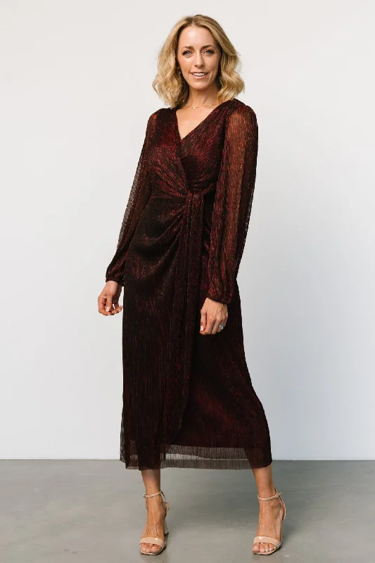 Devlyn Pleated Dress | Ruby Shimmer