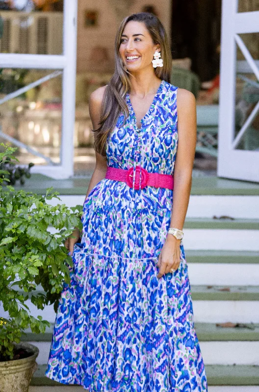 Kaia Dress Long / Pink-Cobalt