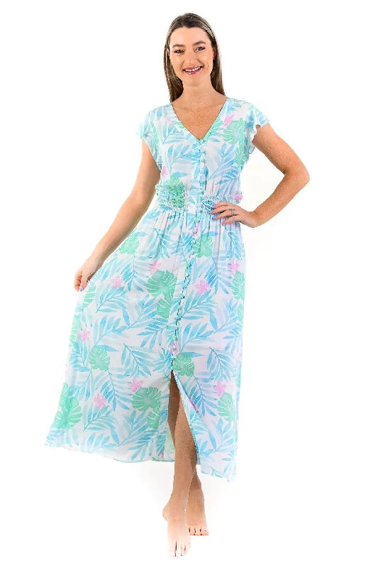 Marina Dress / Turquoise Palm