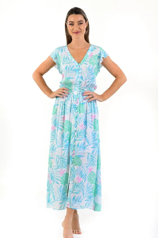 Marina Dress / Turquoise Palm