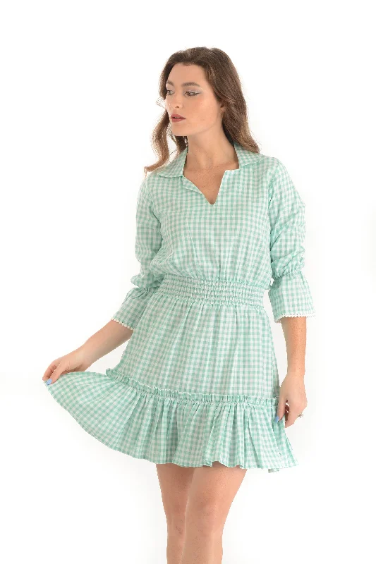 Mia Dress / Lime Gingham