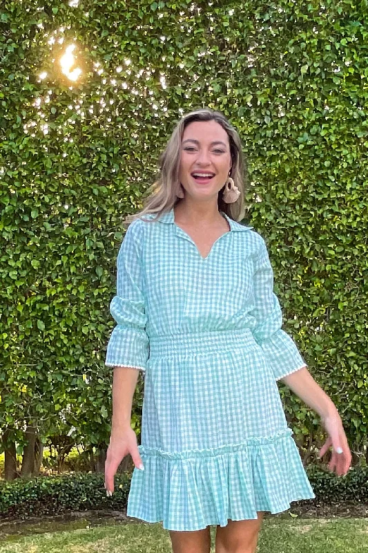 Mia Dress / Lime Gingham