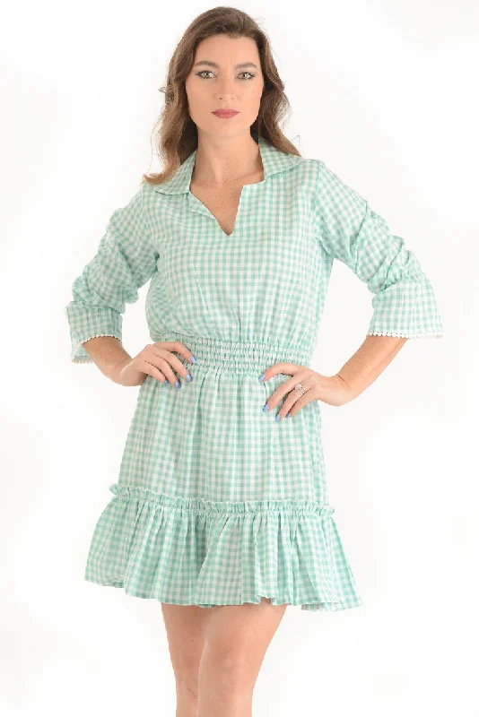 Mia Dress / Lime Gingham