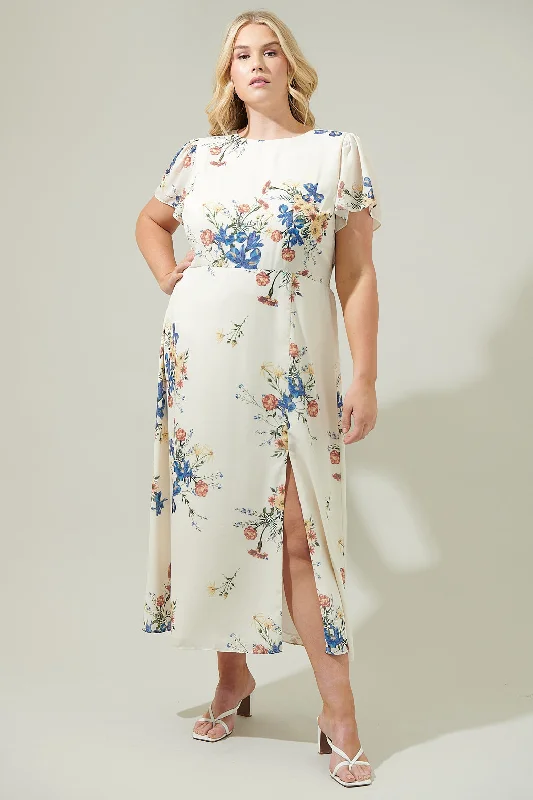 Jacinta Floral Slit Midi Dress Curve