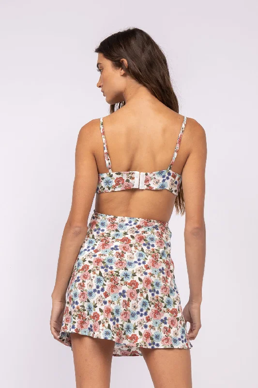 Jamie White Floral Drop Print O-Ring Dress