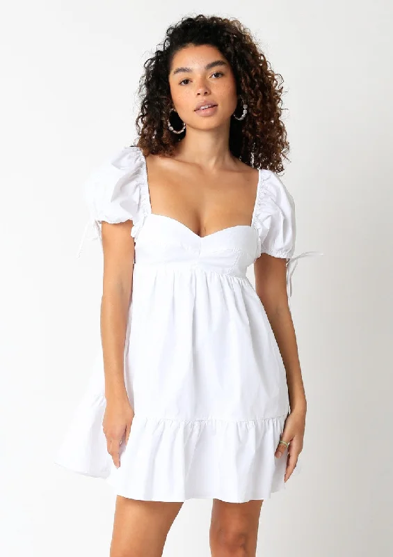 Jessie White Babydoll Mini Dress