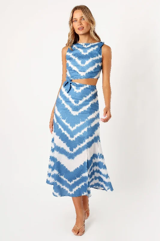 Miller Cut Out Midi Dress - Blue Tie Dye