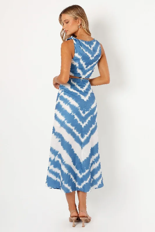 Miller Cut Out Midi Dress - Blue Tie Dye