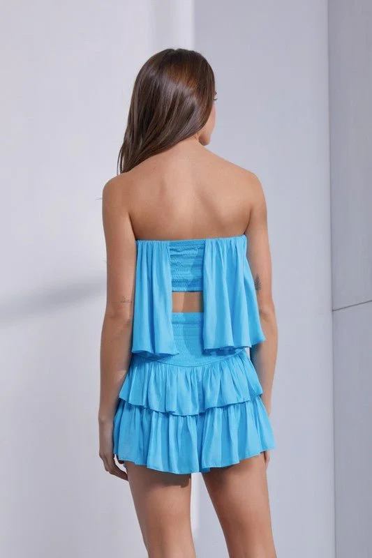 Monaco Blue Atoll Strapless Romper