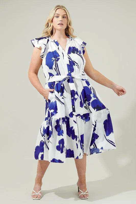 Neli Floral Dynamite Button Midi Dress Curve