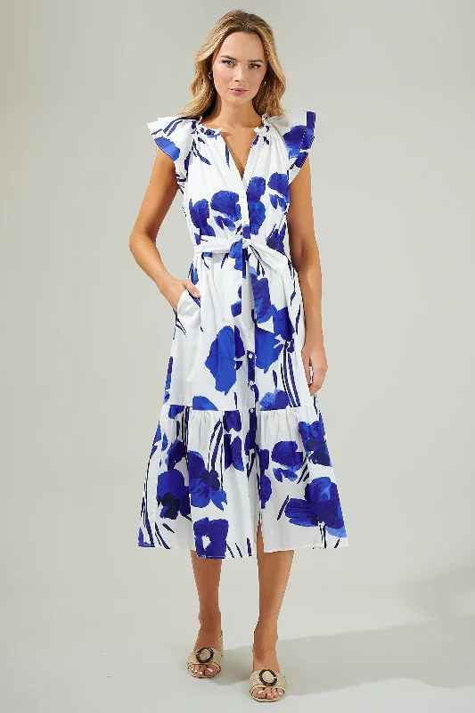 Neli Floral Dynamite Button Midi Dress