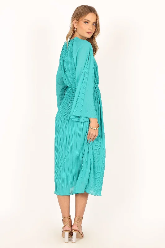 Olivia Long Sleeve Midi Dress - Teal