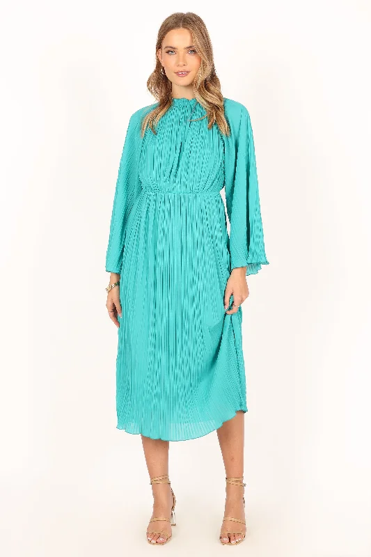 Olivia Long Sleeve Midi Dress - Teal