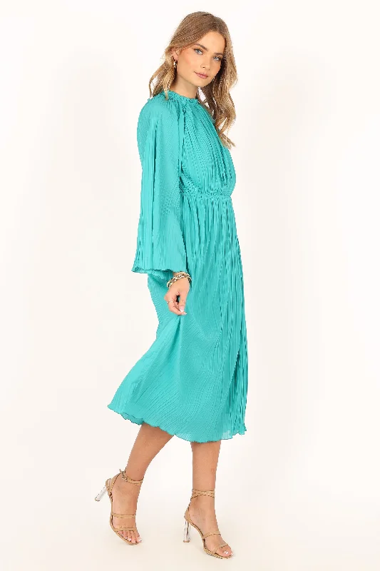 Olivia Long Sleeve Midi Dress - Teal