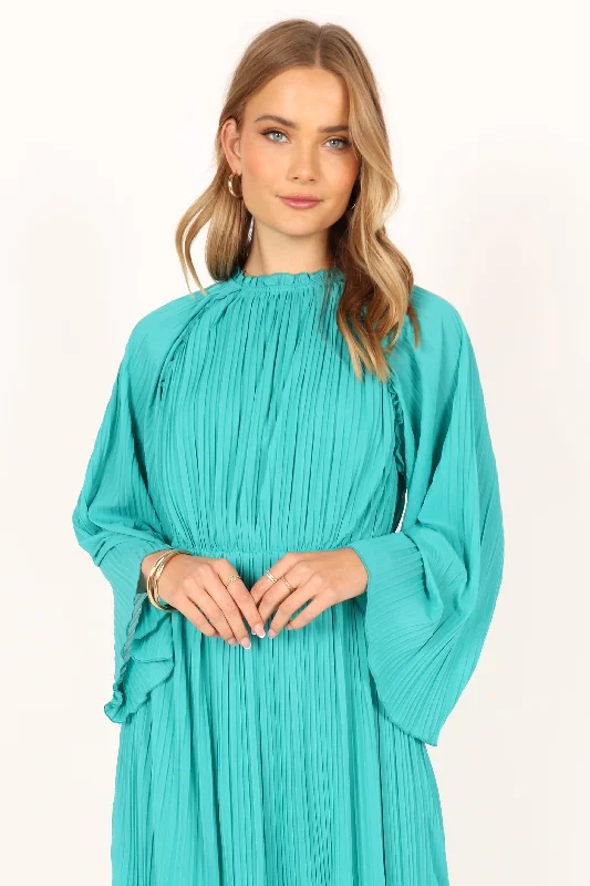 Olivia Long Sleeve Midi Dress - Teal