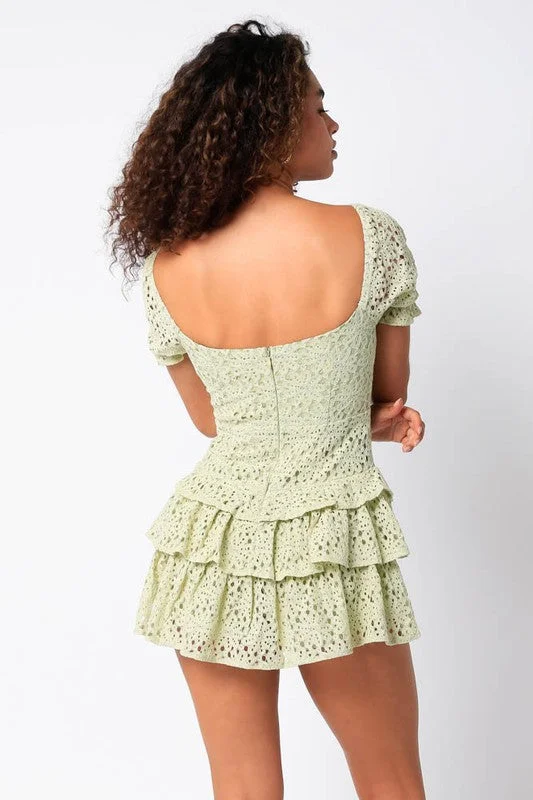 Penelope Sage Lace Mini Dress