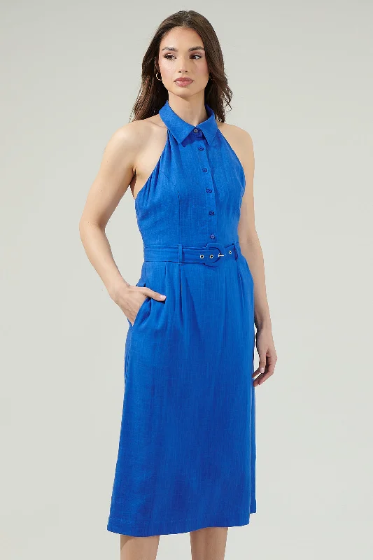 Rina Linen Halter Midi Dress