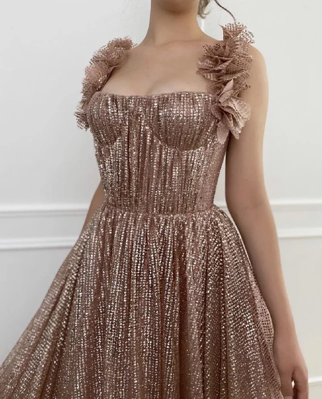 Sandy Hued Shimmering Gown