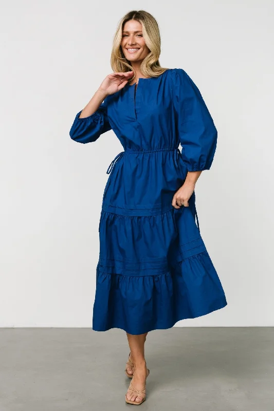 Santa Fe Poplin Midi Dress | Cobalt