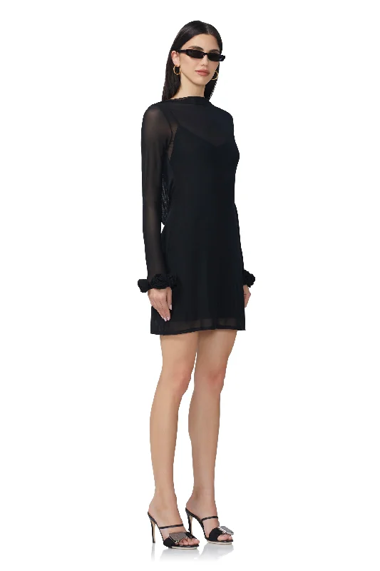 Shani Rosette Mini Dress - Noir 