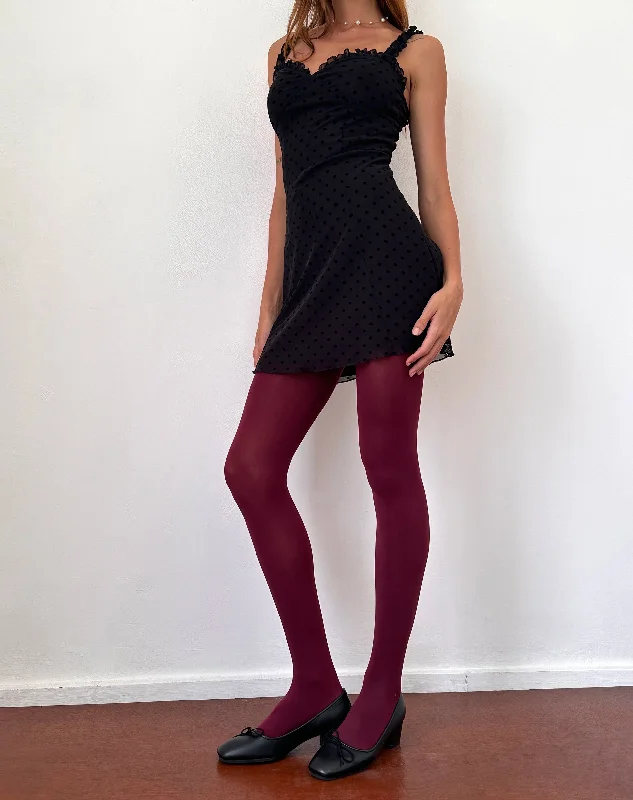 Trisha Mini Dress in Polka Black Flock