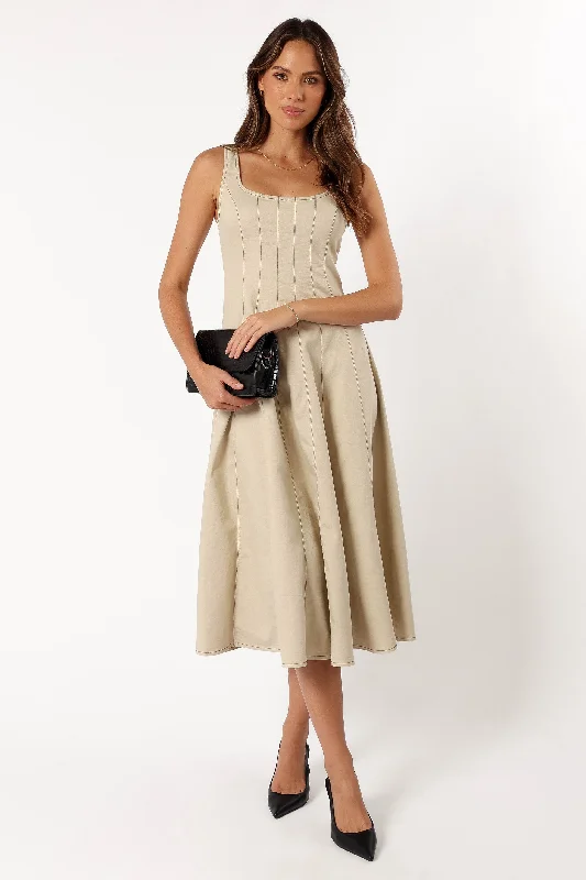 Una Midi Dress - Beige